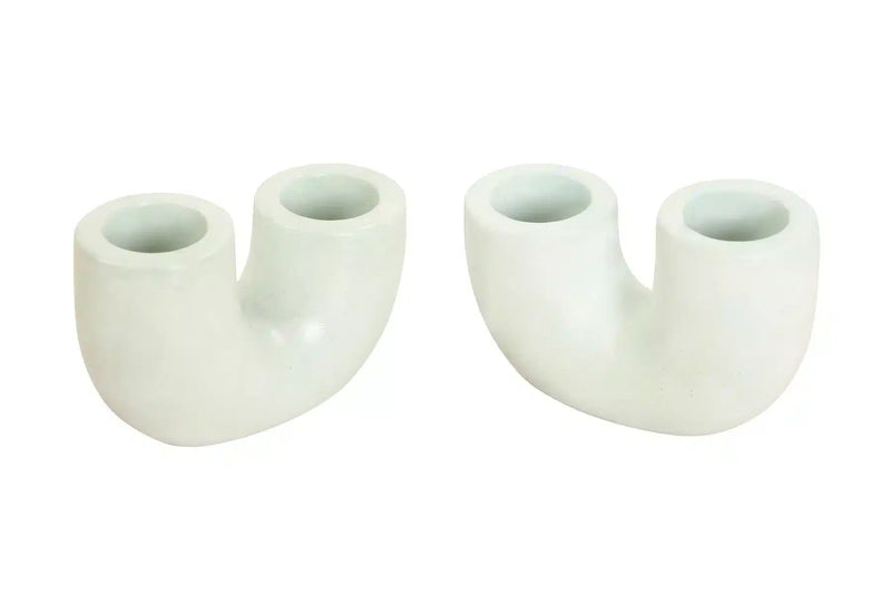 Nordic Style U Shaped Concrete Candle Holder - Light Green