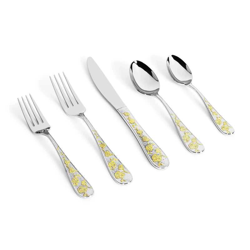 Orchid Cutlery Flatware Set - Gold