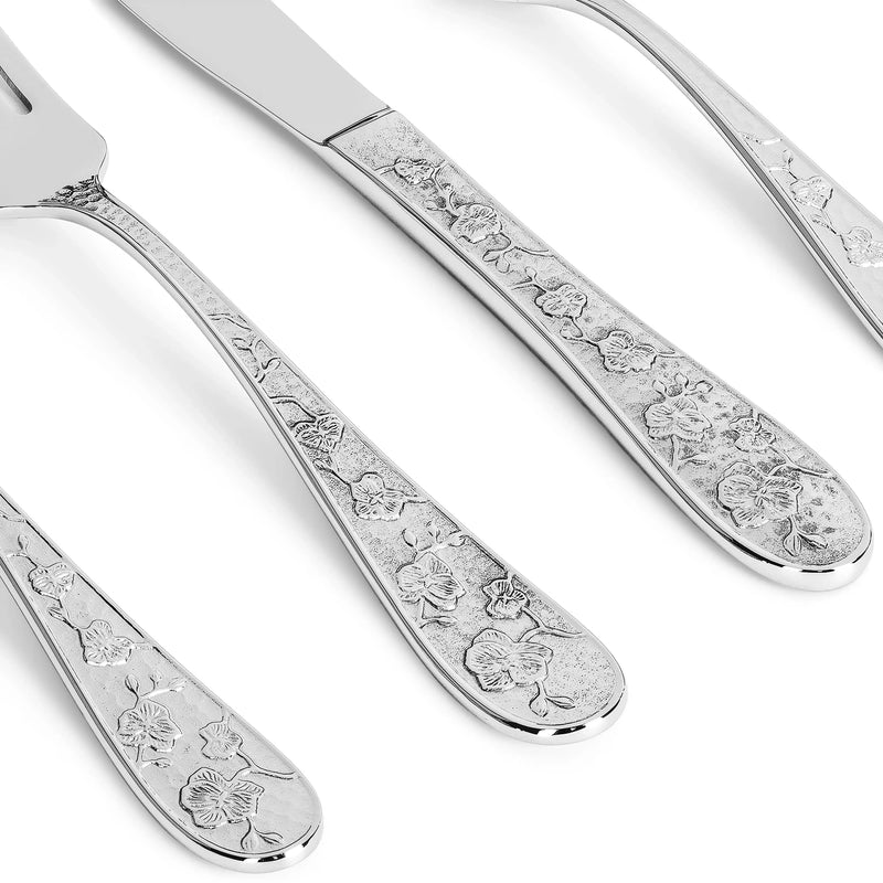 Orchid Cutlery Flatware Set - Silver