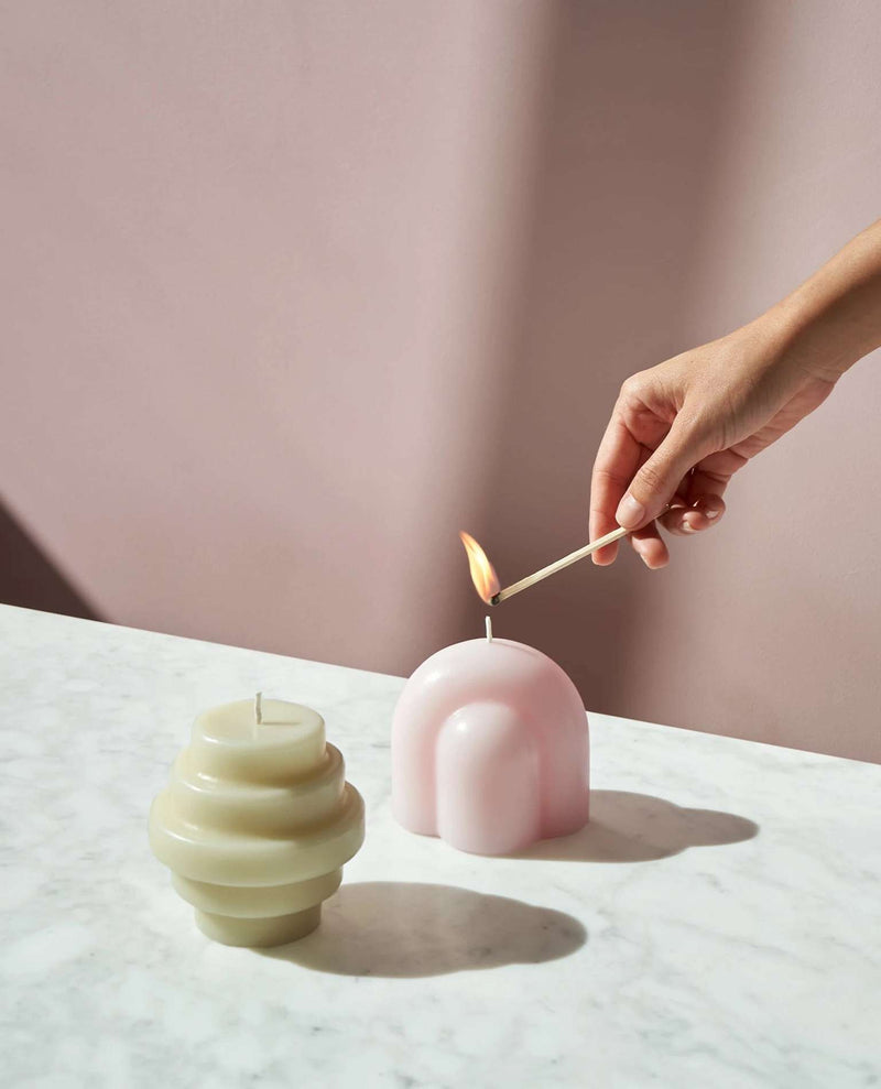 Sculpture Temple Candle - Pale Rose