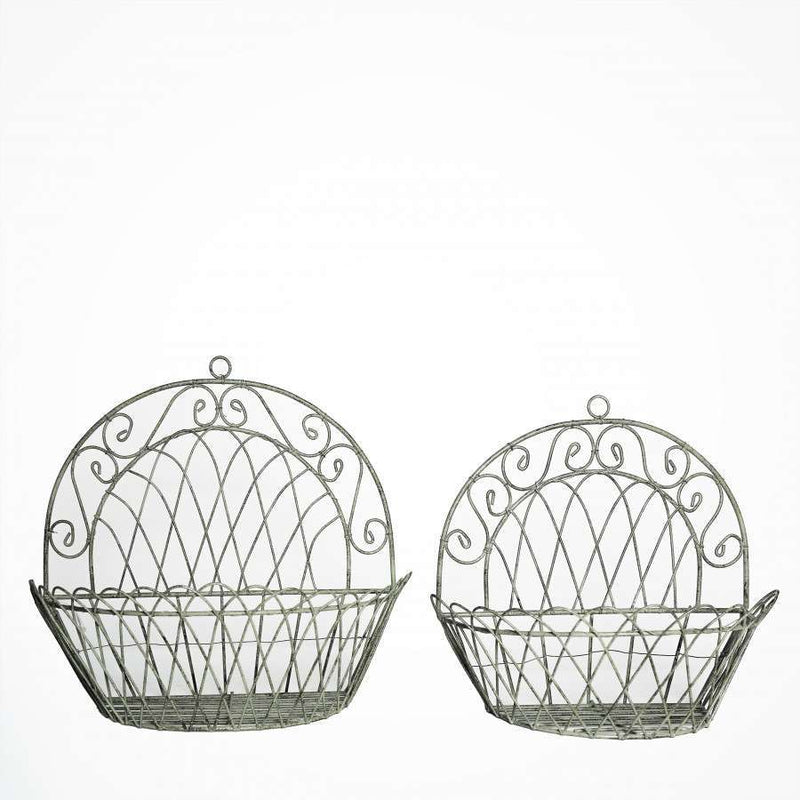 Grey Woven Iron Vase Holders