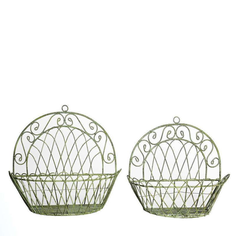 Green Woven Iron Vase Holders