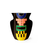 Black paper vase with a temple shape on it