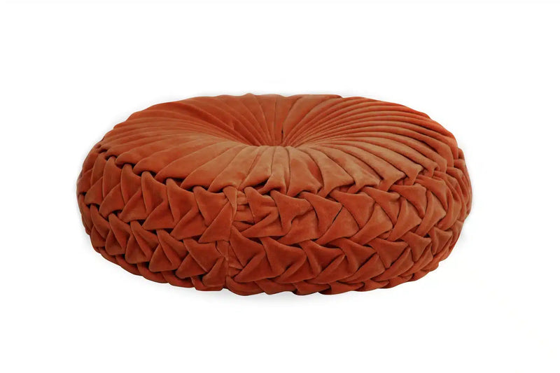 Velvet Round Cushion, Rust