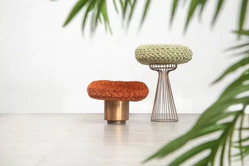 Velvet Round Cushion, Rust