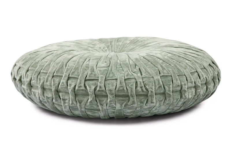 Velvet Round Handmade Pillow, Sage Green