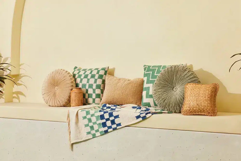 Velvet Round Handmade Pillow, Biscotti
