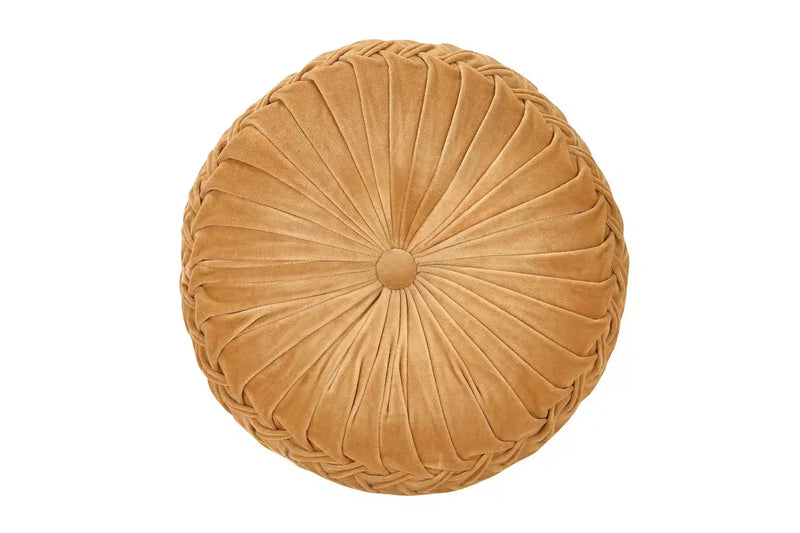 Velvet Round Handmade Pillow - Clay