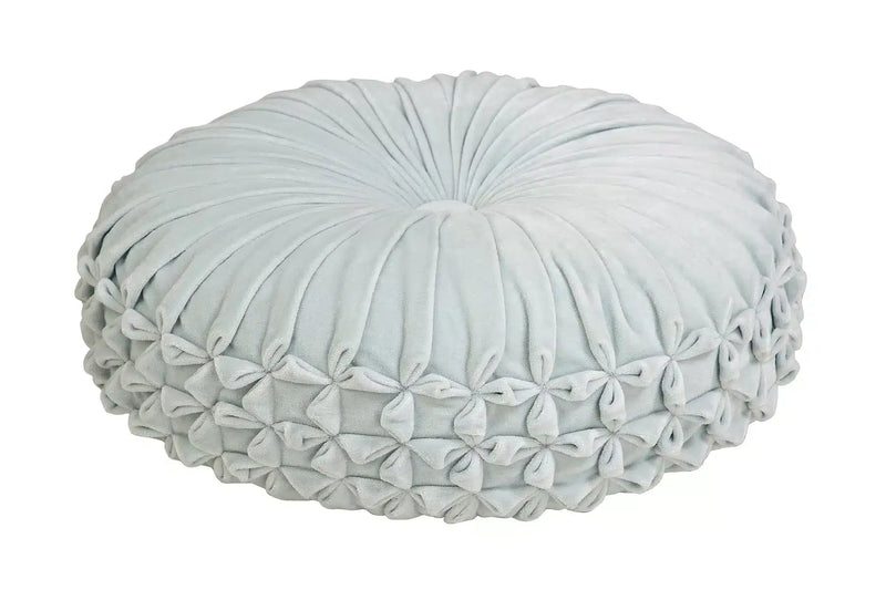 Velvet Round Handmade Pillow, Cool Blue