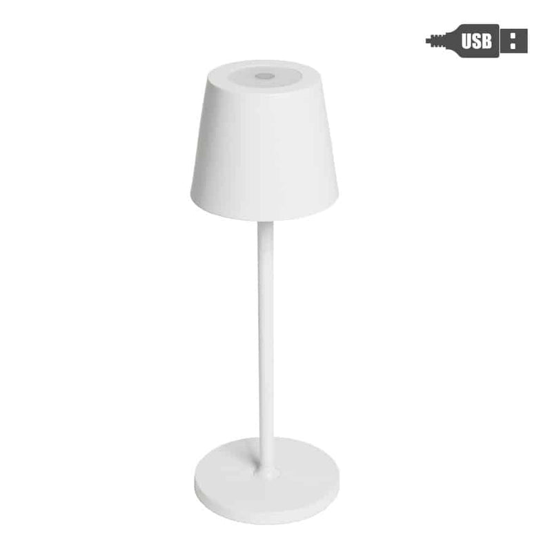 White Iron Table Lamp with USB
