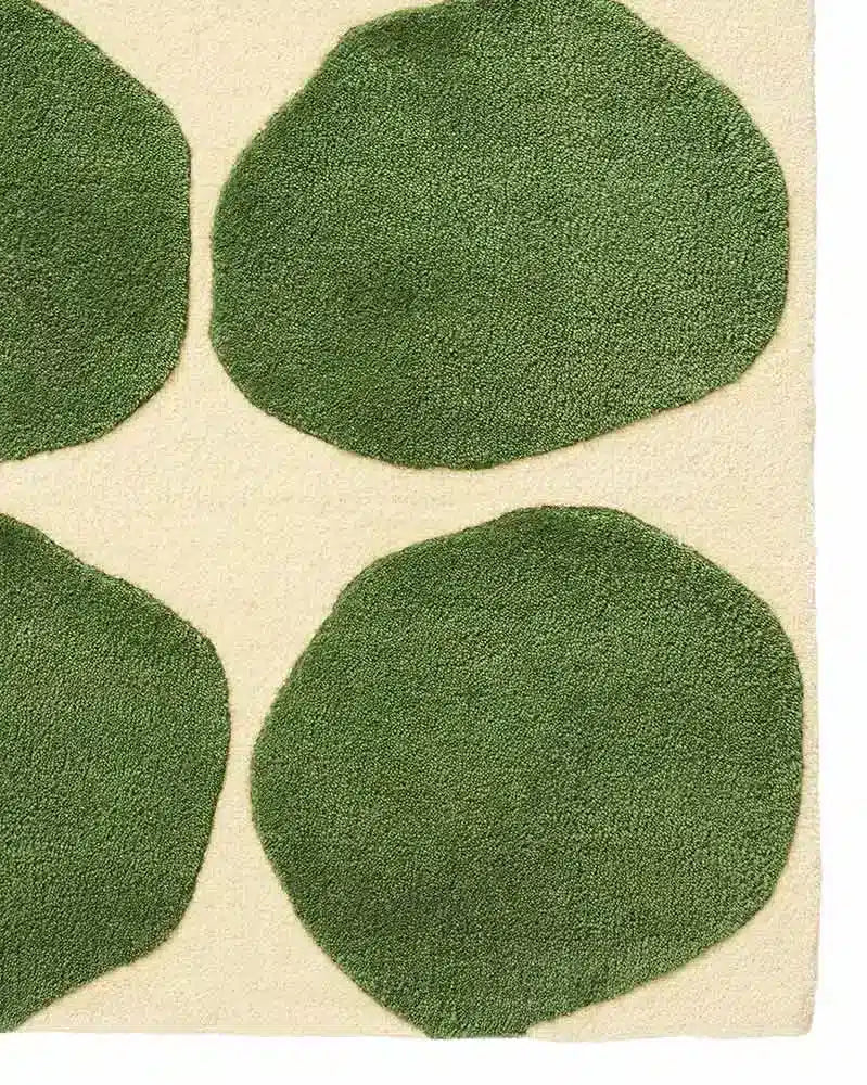 Wool Rug Dots - Light Khaki/Cactus Green