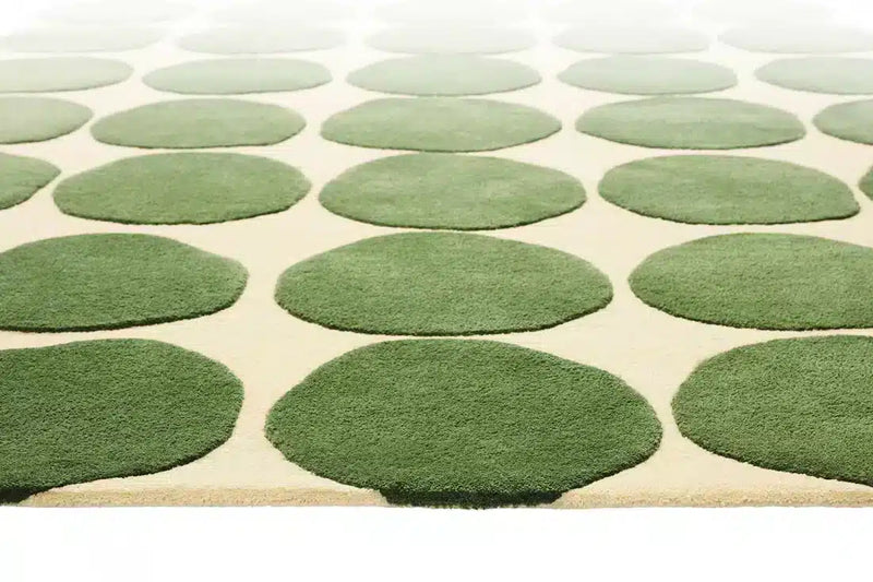 Wool Rug Dots - Light Khaki/Cactus Green