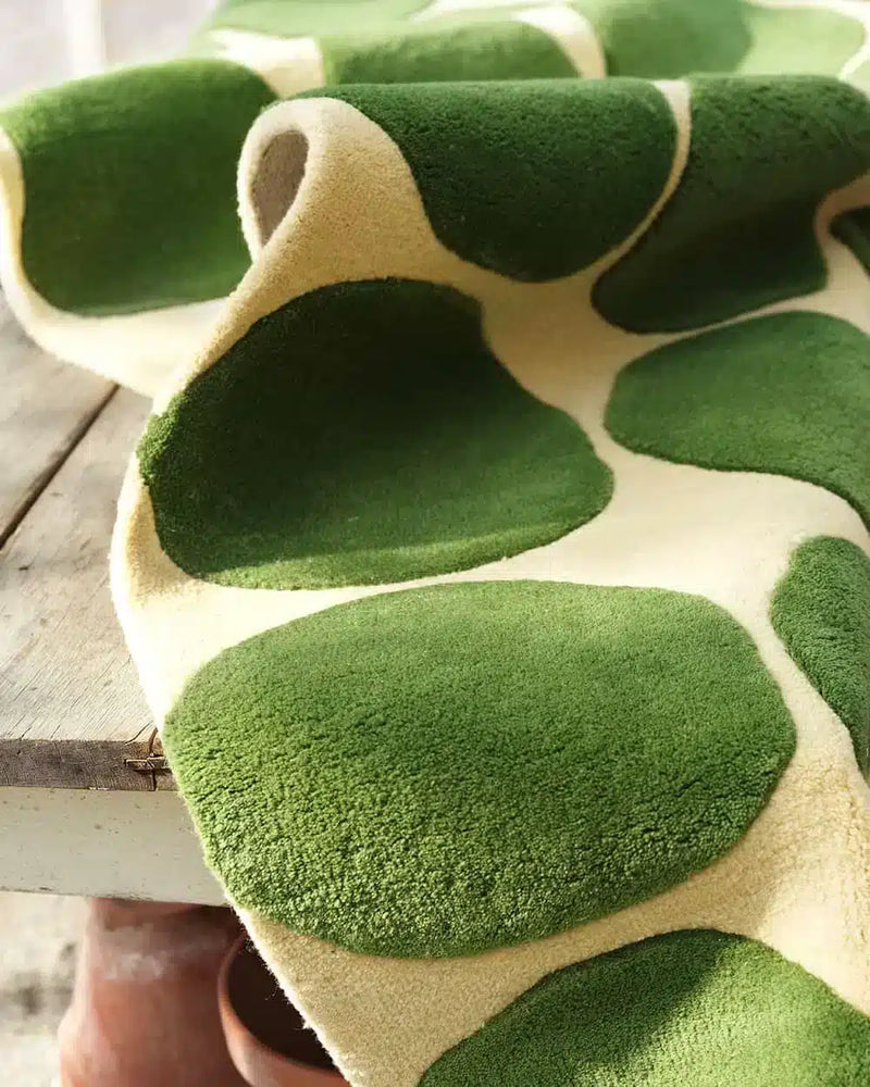 Wool Rug Dots - Light Khaki/Cactus Green