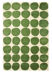 Wool Rug Dots - Light Khaki:Cactus Green