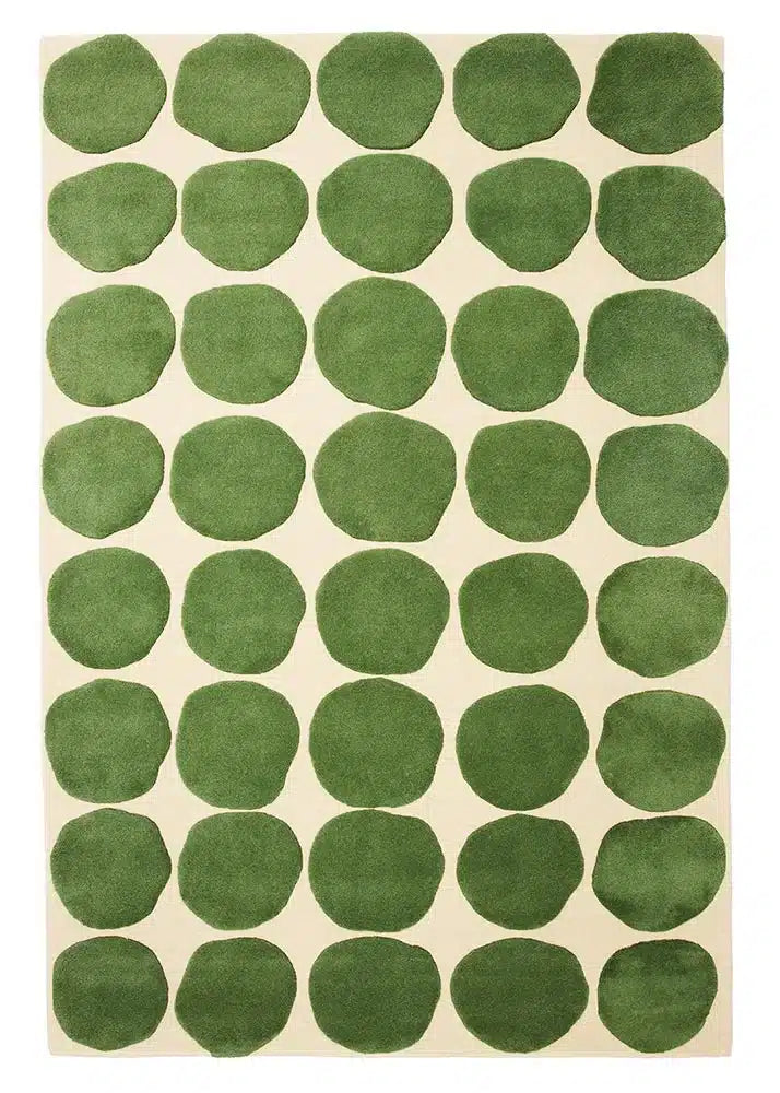Wool Rug Dots - Light Khaki:Cactus Green