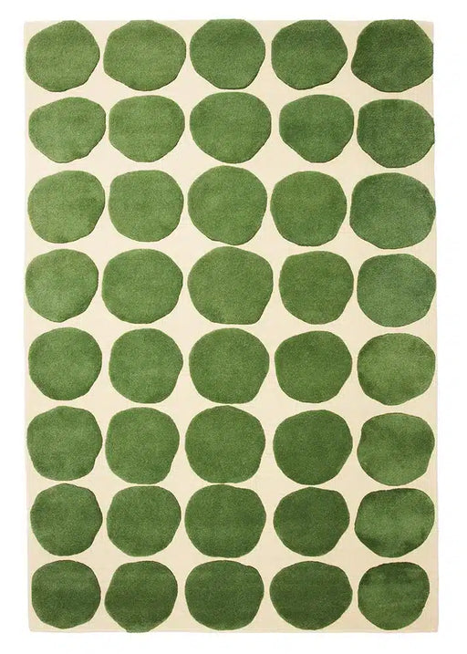 Wool Rug Dots - Light Khaki:Cactus Green