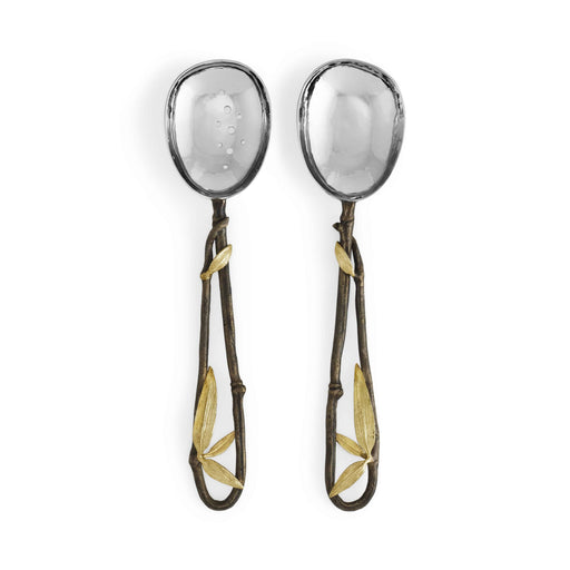 2 stainless steel serving spoons