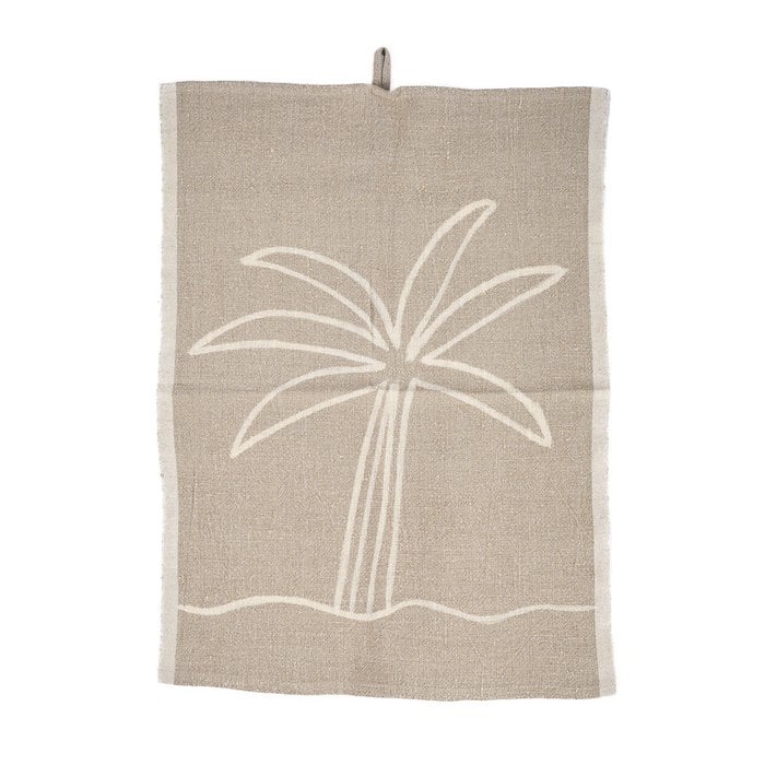 The Linen Palm Tree Kitchen Towel - Natural White - 50x70