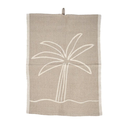 The Linen Palm Tree Kitchen Towel - Natural White - 50x70