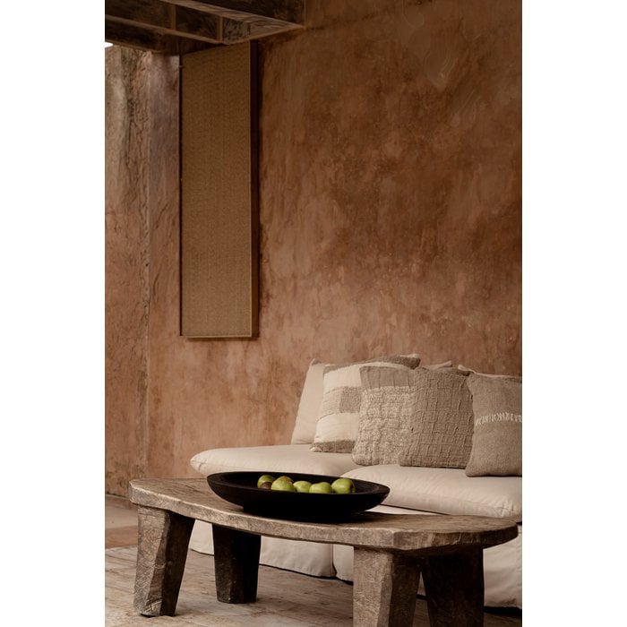 The Linen Damier Cushion Cover - Natural