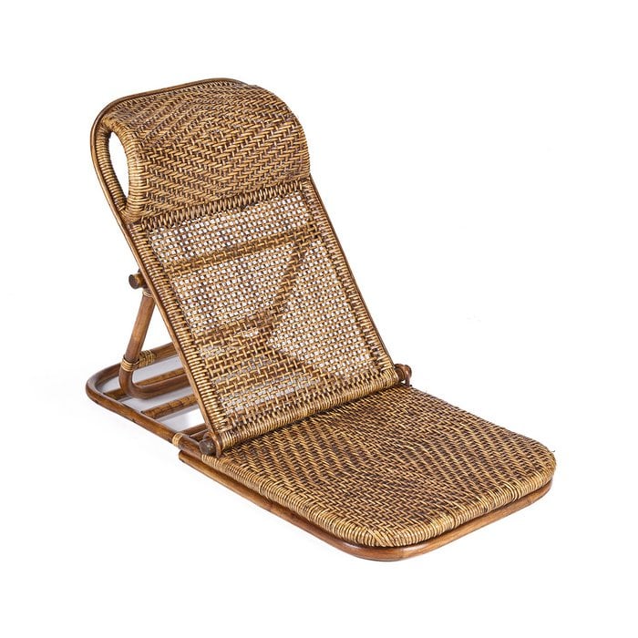 The Rattan Floor Lounger - Dark Walnut