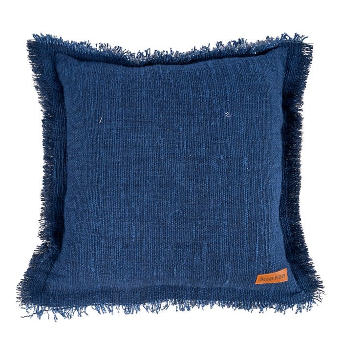The Azure Fringe Cushion Cover - Indian Blue