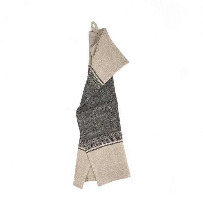 The Linen Moody Kitchen Towel - Natural Black - 50x70