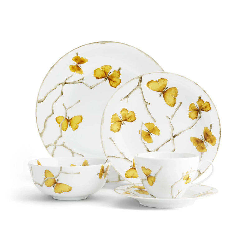Butterfly Ginkgo Gold Dinnerware - 5 Piece Setting
