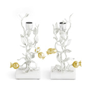 Pomegranate Silver & Gold Candleholders S/2