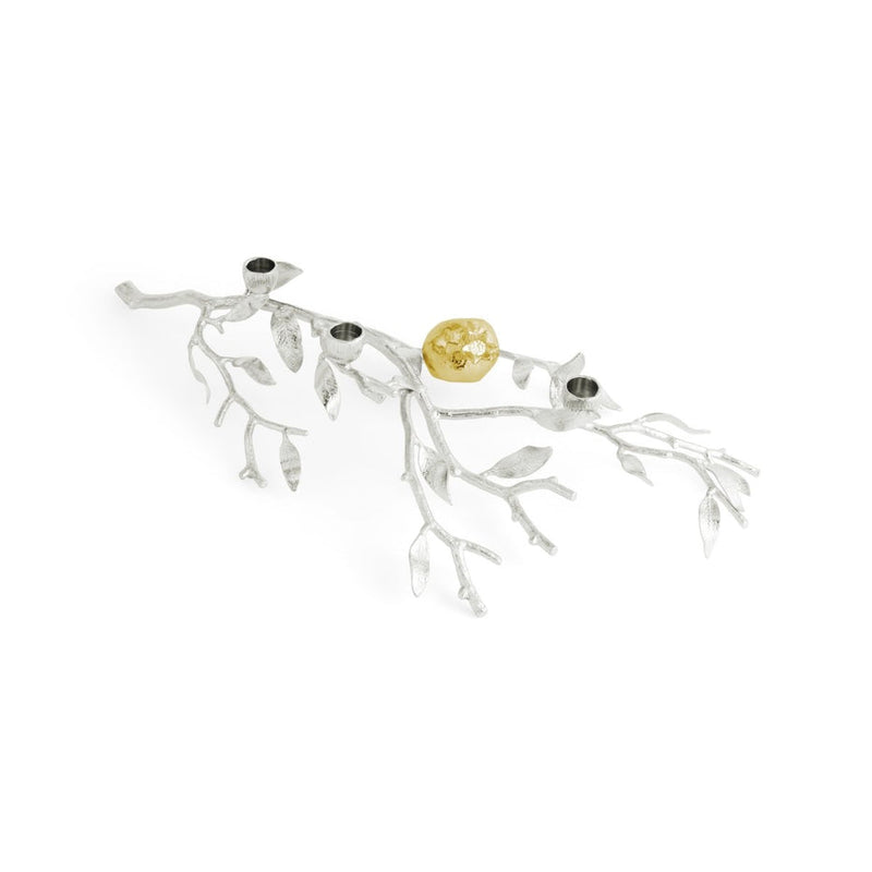 Pomegranate Silver & Gold Low Candleholders