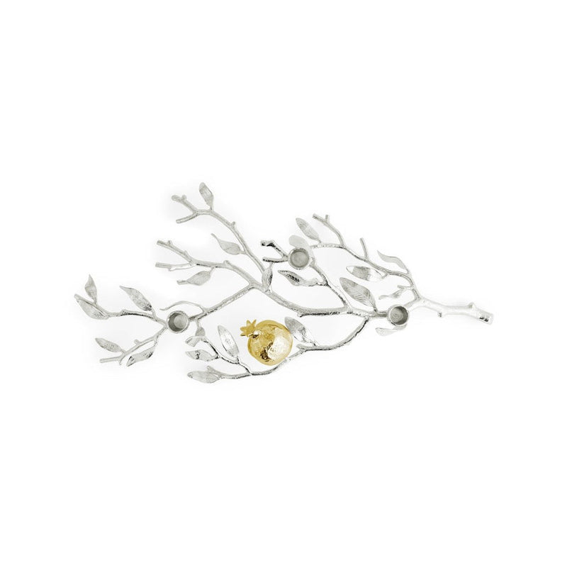Pomegranate Silver & Gold Low Candleholders