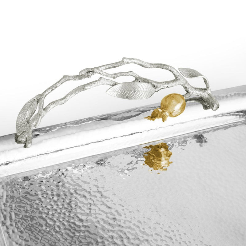 Pomegranate Silver & Gold Serving Tray