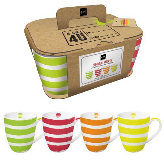 4 Mugs - Summer Stripes