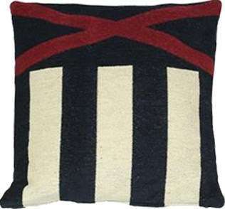 cross stripe cushion blue and red home interior