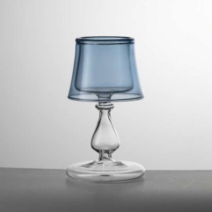 Ischia glass candle holder transparent light blue