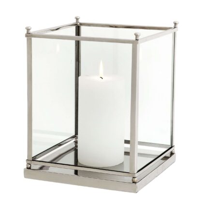 image hurricane Jennifer clear glass and stainless steel candle holder eiccholtz