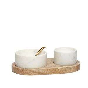 hubsch salt and pepper holder white marble and wood
