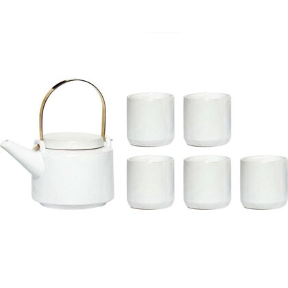 white tea set comes with 5 tea cups hubsch