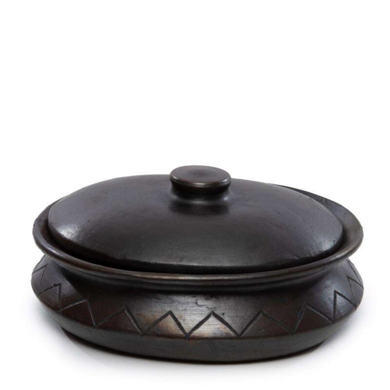 black ceramic terracotta curry pot serving plate Bazar Bizar
