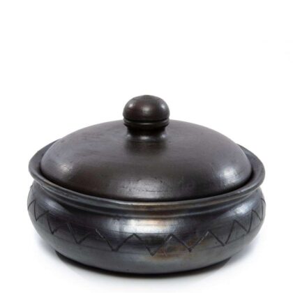 black ceramic terracotta curry pot serving plate Bazar Bizar
