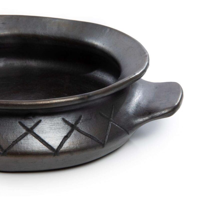 black ceramic terracotta curry pot serving plate with handles pot Bazar Bizar