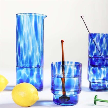 tortoise blue glass drink ware