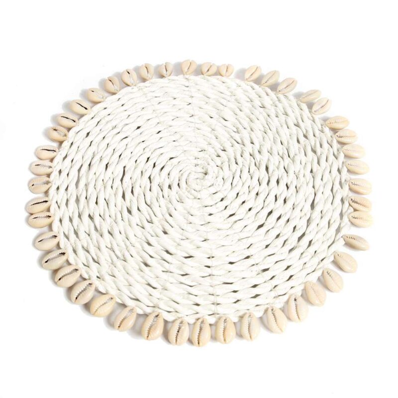 Seagrass Shell Pan Coaster - White