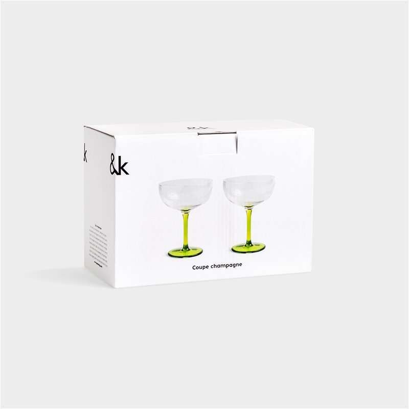 green champagne coupe glass