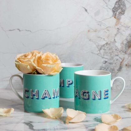 ndividual champagne turquoise mug Fine Porcelain 400ml. Perfect for your morning tea of coffee. Jamida of Sweden.