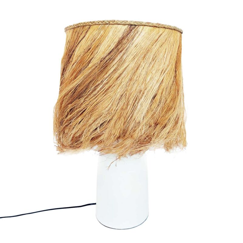 The Abaca Tube Table Lamp - White Natural