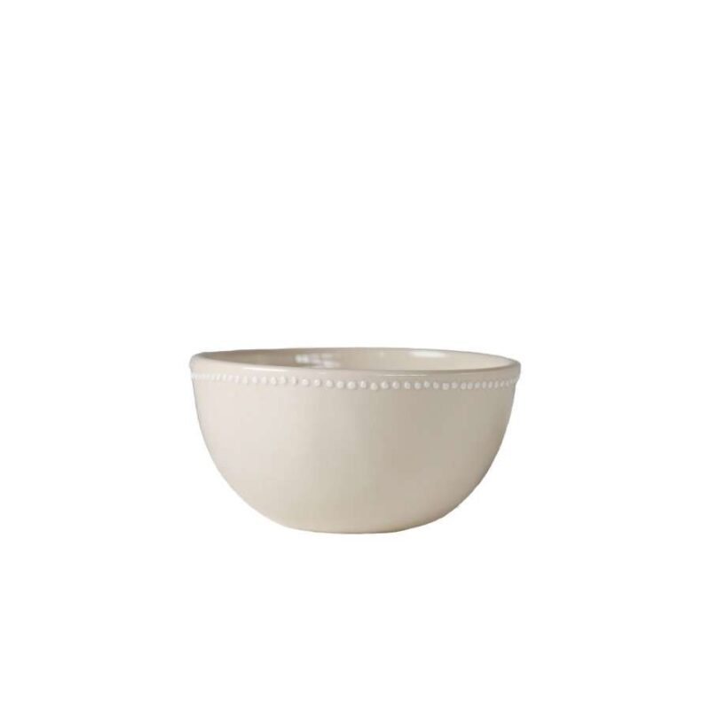 Cream Porcelain Bowl With Spotted Edge