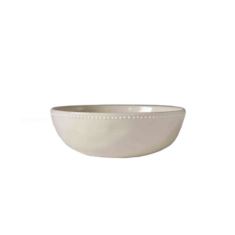 Cream Porcelain Soup Plate With Spotted Edge