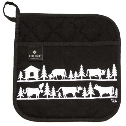 Pot holder in black color with the Alpes
