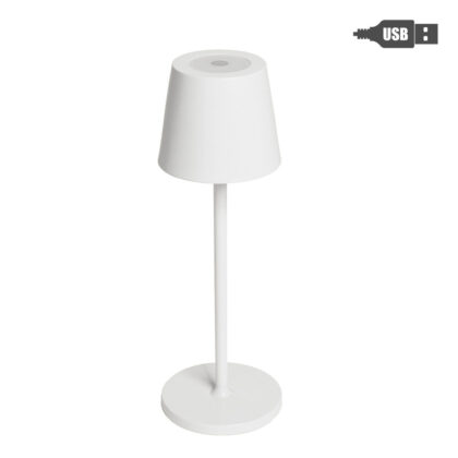 White Iron Table Lamp with USB